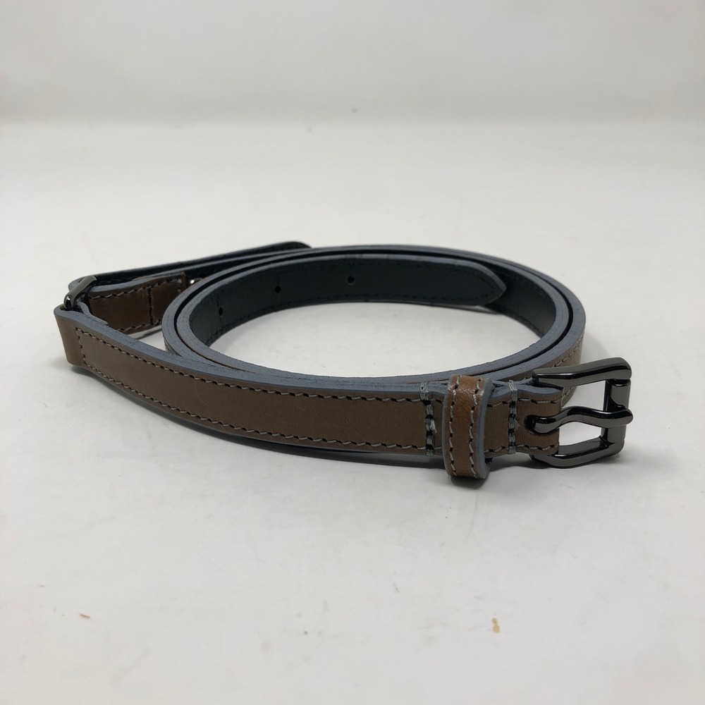 Burberry London Belt Womens 3cm Small Taupe Brown Skinny Leather Made in England - Picture 2 of 8